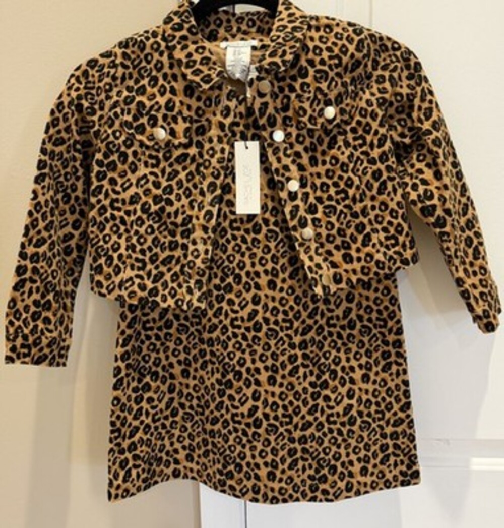 Rachel Zoe Girls Animal Print Leopard Corduroy Jacket and Dress Set Size 5T NWT